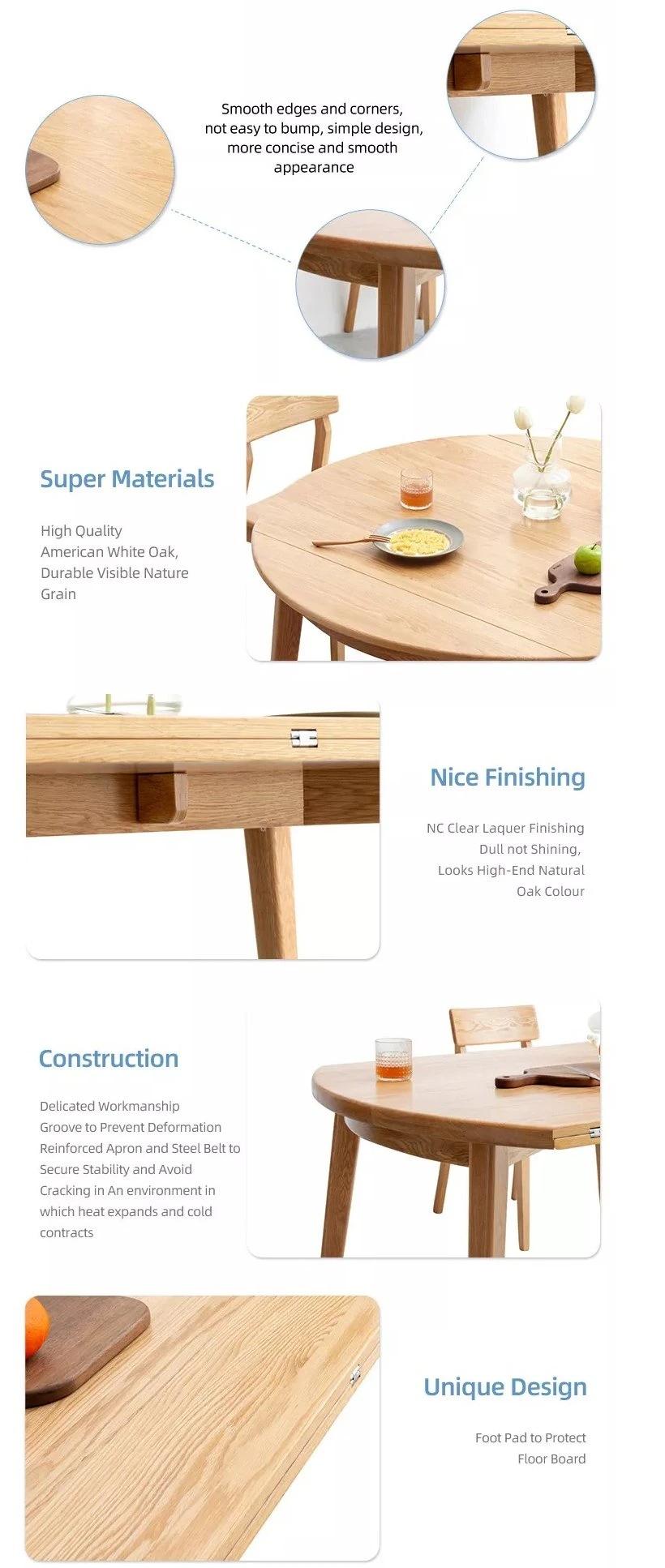Furniture Modern Furniture Table Home Furniture Wooden Furniture Factory Supply Designs Round Extending Folding Wooden Round Dining Table Set