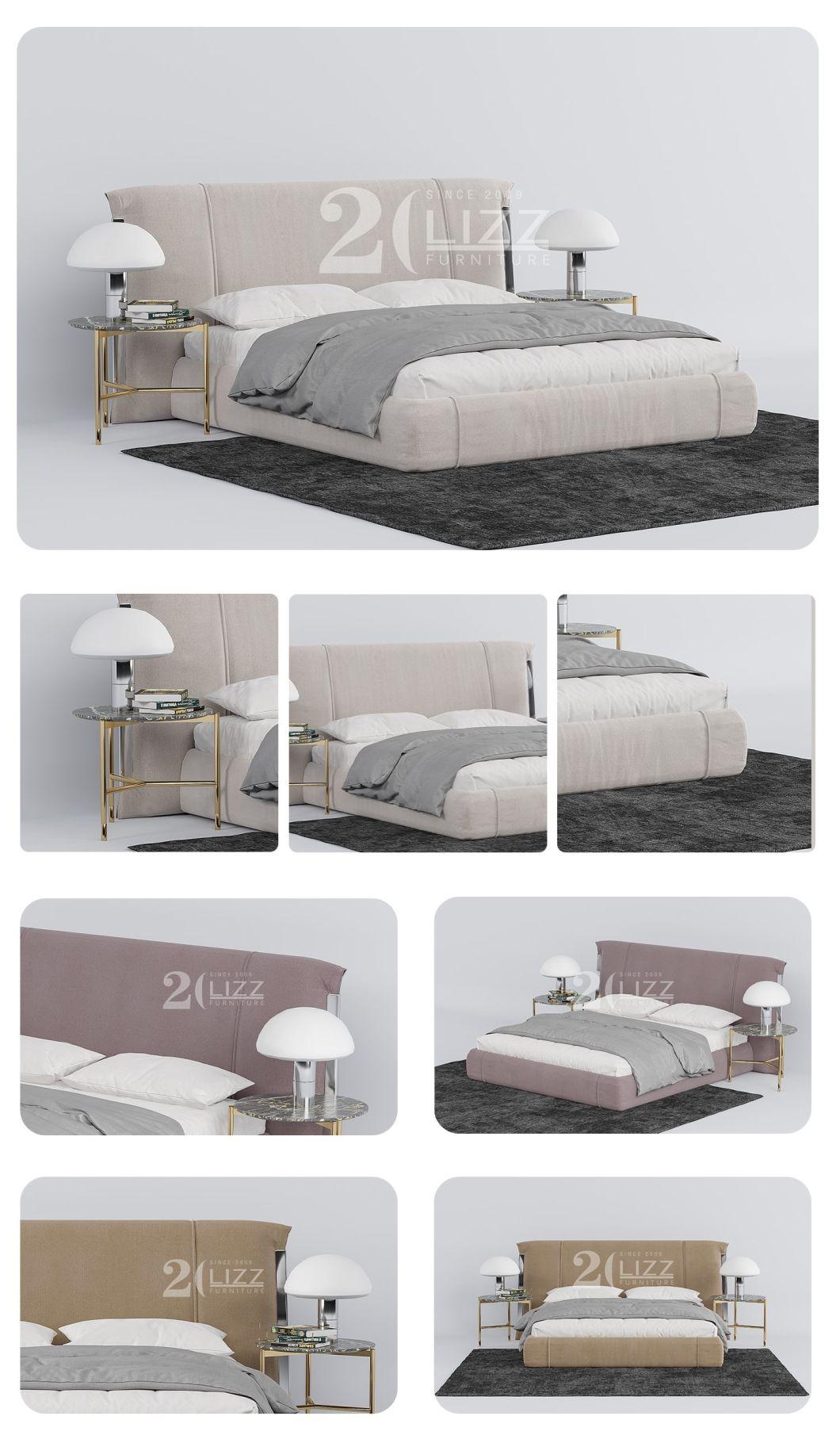 Factory Hot Sale Modern Simple King Size Bedroom Furniture Luxury Home Hotel Fabric Bed with Good Quality