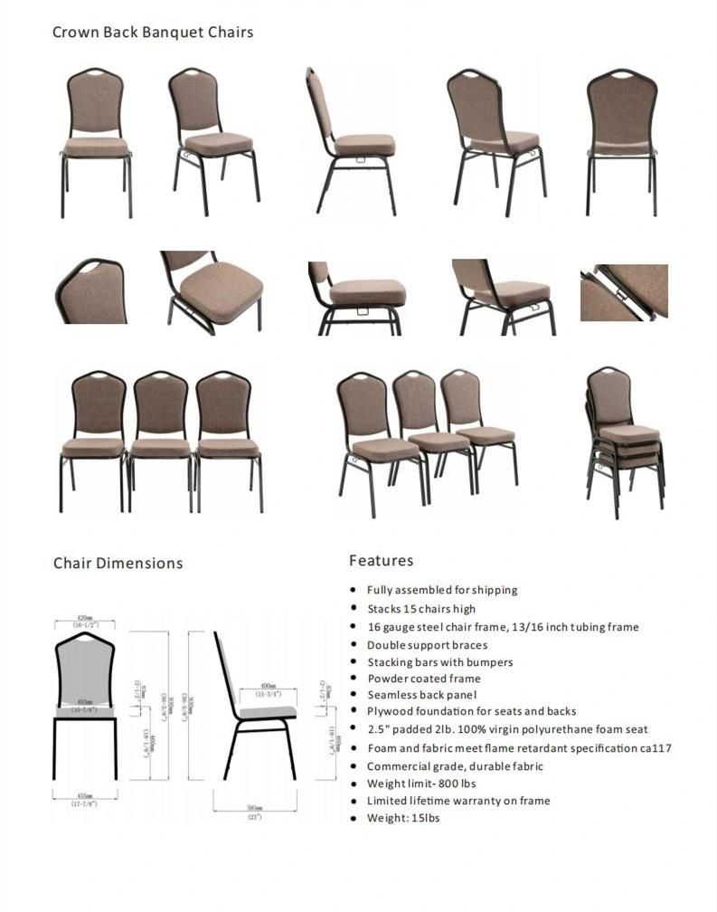 Professional Manufacturer of Crown Back Metal Banquet Chair with Ganing Device In Maroon Fabric (ZG10-003)