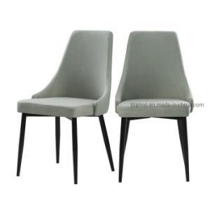 Comfortable Elegant Modern Upholstery Grey Fabric Metal Legs Dinner Dining Chair with Soft Cushion