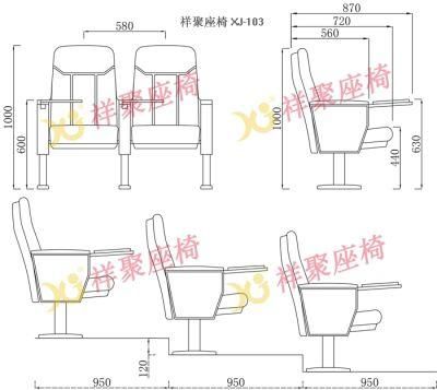 Durable Home Theater Furniture Cheap Price 3D Folding Auditorium Cinema Chair with Writing Tablet