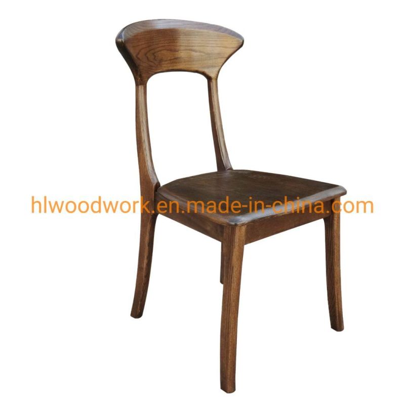 Antique Wooden Dining Chair Home Hotel Restaurant Chair Axe-Back Chair Ash Wood Walnut Color Solid Wood Chair Wholesale Dining Room Furniture Home Chair