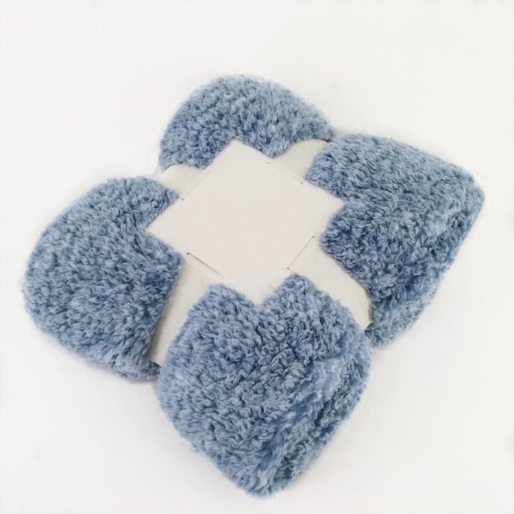100% Polyester Super Soft Blue Melange Sherpa Sofa Bedding Blanket