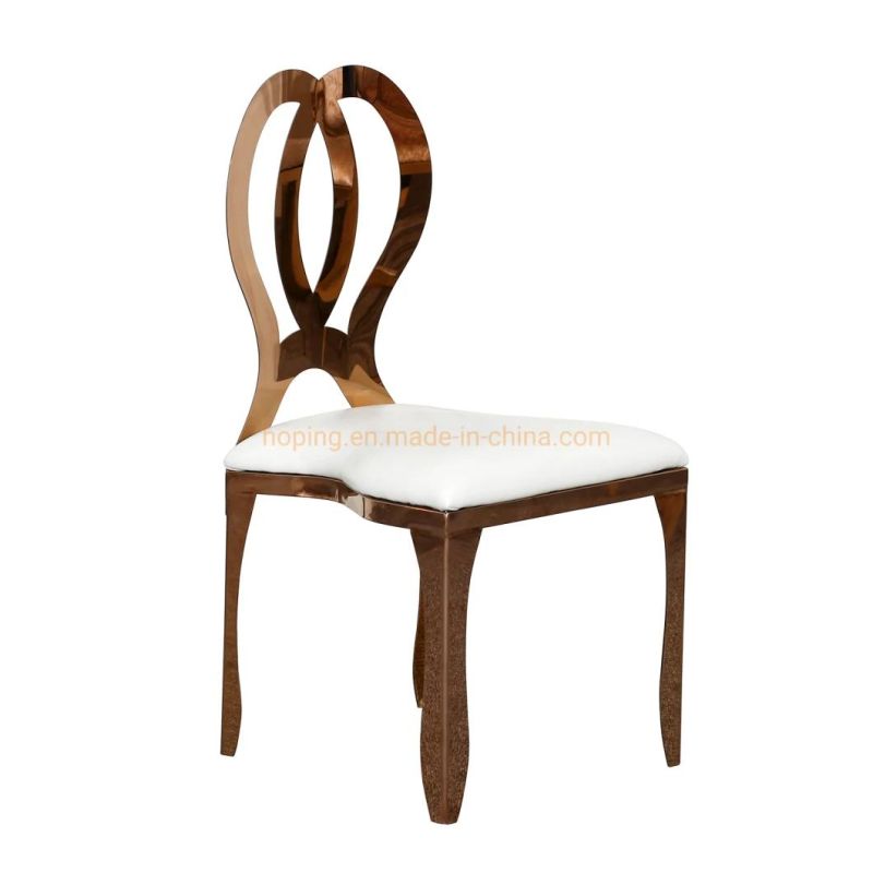 Colored Popular Heart Back Stainless Steel Chairs China Hoping Furniture Market White Outdoor Rose Gold Cheap Wedding Chairs for Sale