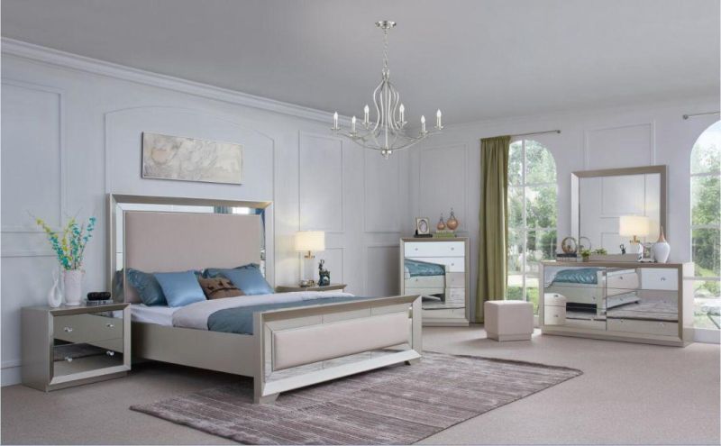 Latest Modern Simple Champange Bedroom Furniture Set