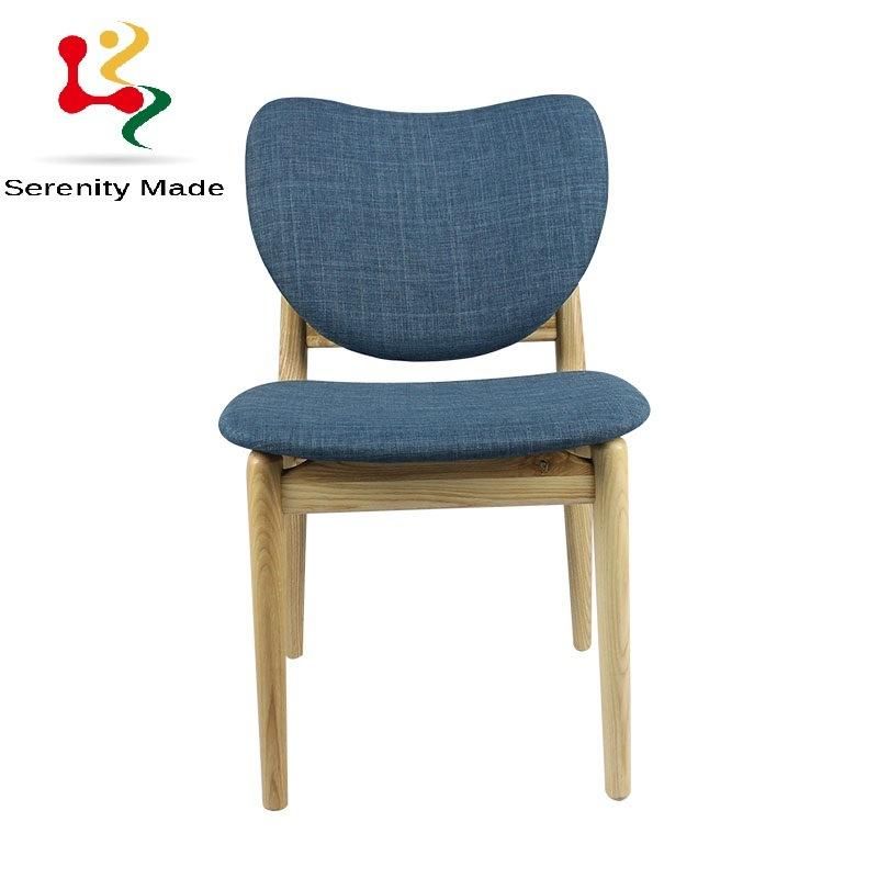 Commercial Restaurant Furniture Fabric Upholstered Seat and Back Dining Chairs with Wooden Legs