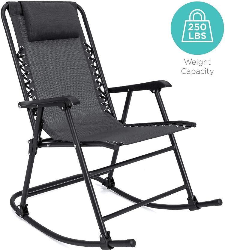 Outdoor Deluxe Lightweight Foldable Armrest Garden Rocking Chair