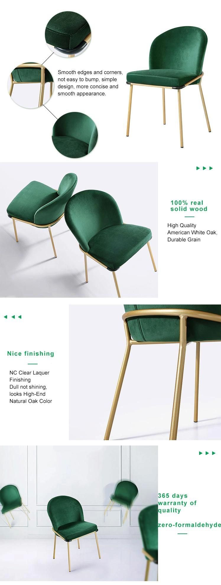 Furniture Modern Furniture Chair Home Furniture Wood Furniture Popular Design Midcentury Modern Leisure Emerald Green Velvet Fabric Upholstered Dining Chair