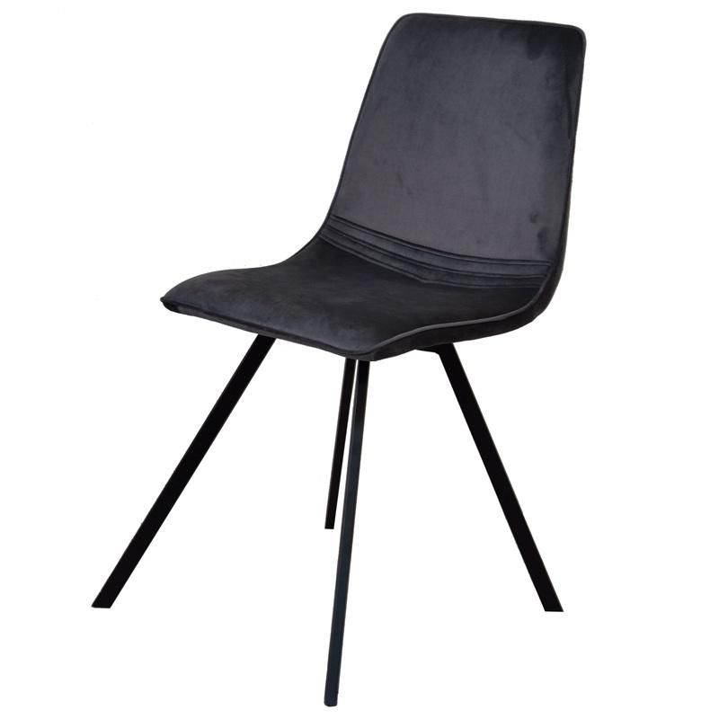 Cheap Price Armless Orange Soft Fabric Dining Chair with Black Legs