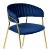 Comfortable Blue Velvet Metal-Framed Dining Chair High Quality Dining Room Lounge Chair