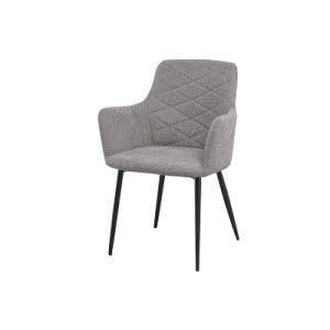 Modern Fabric Upholstered Black Painted Legs Armchair Dining Chair