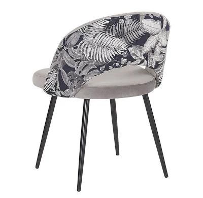 Moon Back Velvet Flannel Flocked Fabric Surface Dining Chair