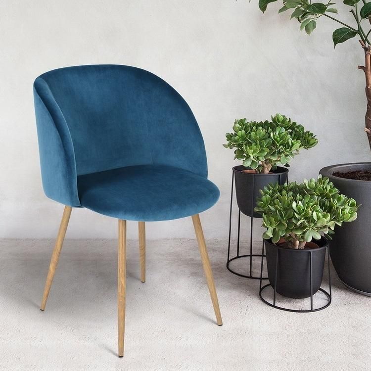 High Quality Dining Room Furniture European Style Blue Velvet Chair Modenrn Design Free Sample MID Back Dining Chair