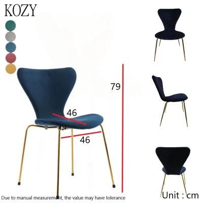 Low Price Modern Design Metal Legs Velvet Fabric Upholstered Dining Chairs