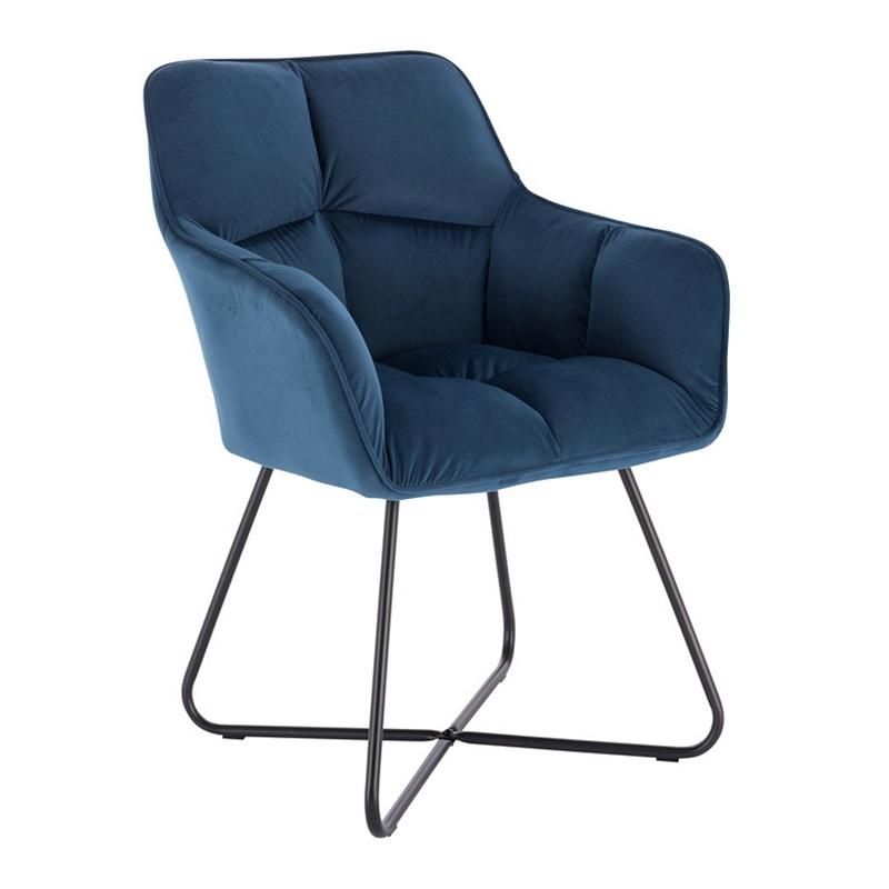 Modern Italy Soft Cushion Restaurant Hotel Home Arm Velvet Fabric Dining Chair
