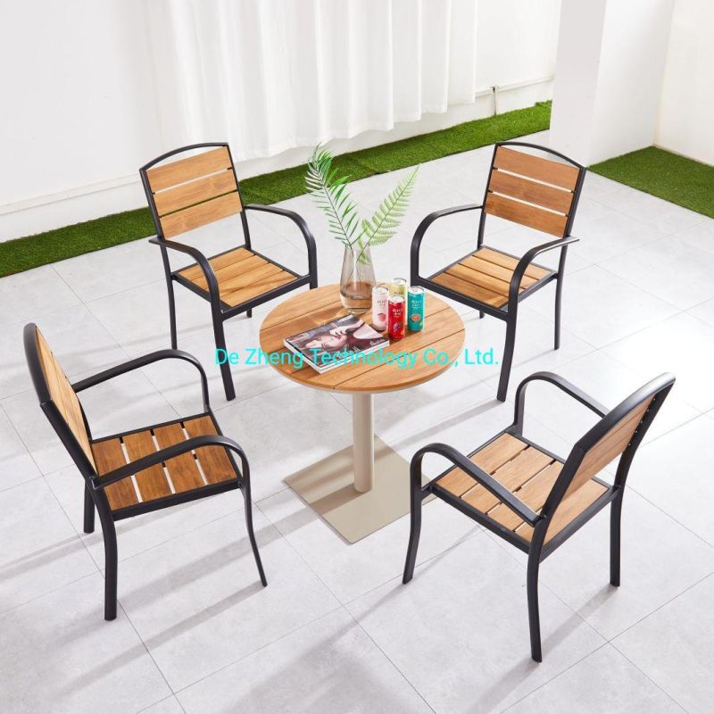 Outdoor Dining Aluminum Leisure Polywood Balcony Cafe Chair Set for Garden Use
