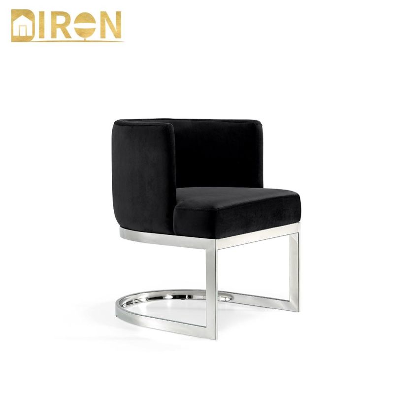 Kitchen/Living Room Velvet Strong Metal Stainless Steel Legs Upholstered Dining Chair for Restaurant