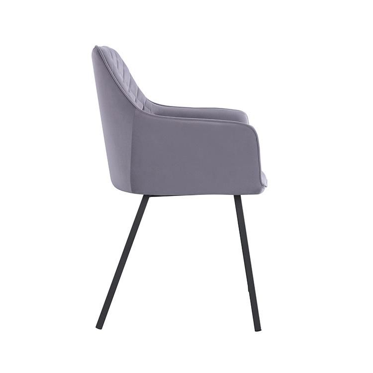 Free Sample Wholesale Luxury Comfortable Nordic Home Furniture Hotel Modern Lounge Metal Dining Chair with Armrest