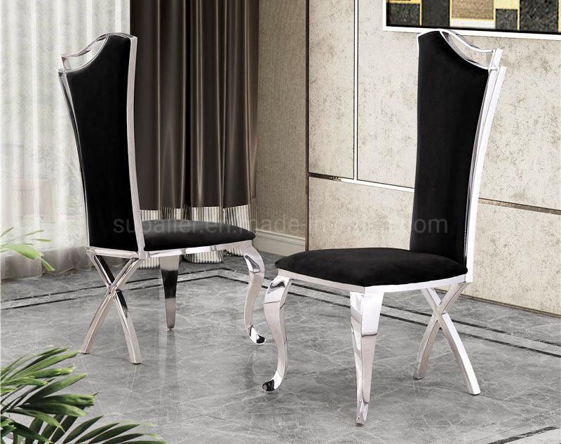 Wholesale Indian Silver Stainless Steel Frame Grey Fabric Dining Chair