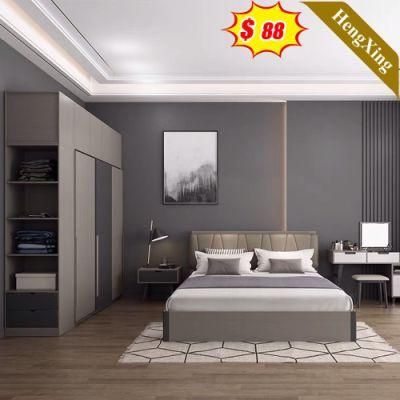 Luxury Modern Home Hotel Bedroom Furniture Set MDF Wooden King Queen Bed Storage Wall Double Bed (UL-22NR60925)