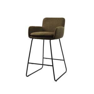 Simple Design Fabric Seat Black Painted Legs Bar Stool