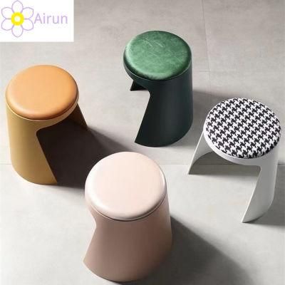 2020 Best Selling Fabric Sponge Plastic Storage Stool Removable Fashion Bar Fancy Round Stool for Living Room Furniture