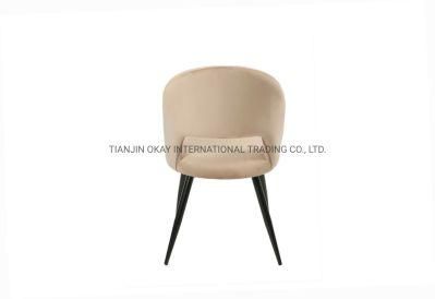 Kitchen Chair Velvet Cover Soft Seat and Backres Upholstered Chairs with Metal Leg