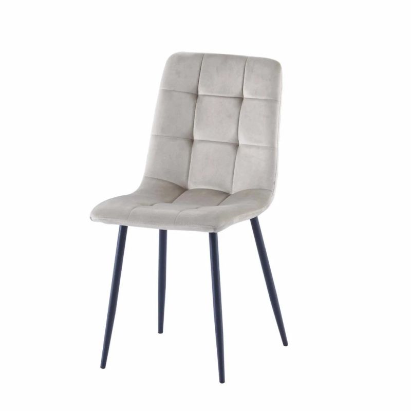 2022 Most Best Selling Economic Small Velvet Dining Chair with Black Metal Legs