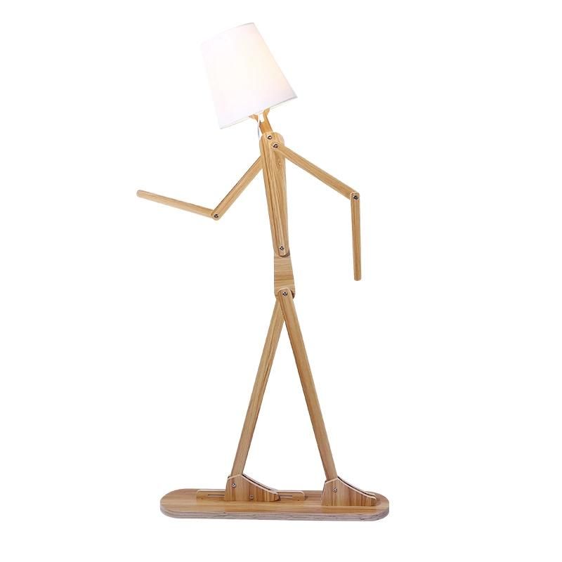 Nordic Wood Fabric Stand Light for Living Room Bedroom Study Art Deco Living Room Floor Lamp (WH-WFL-07)