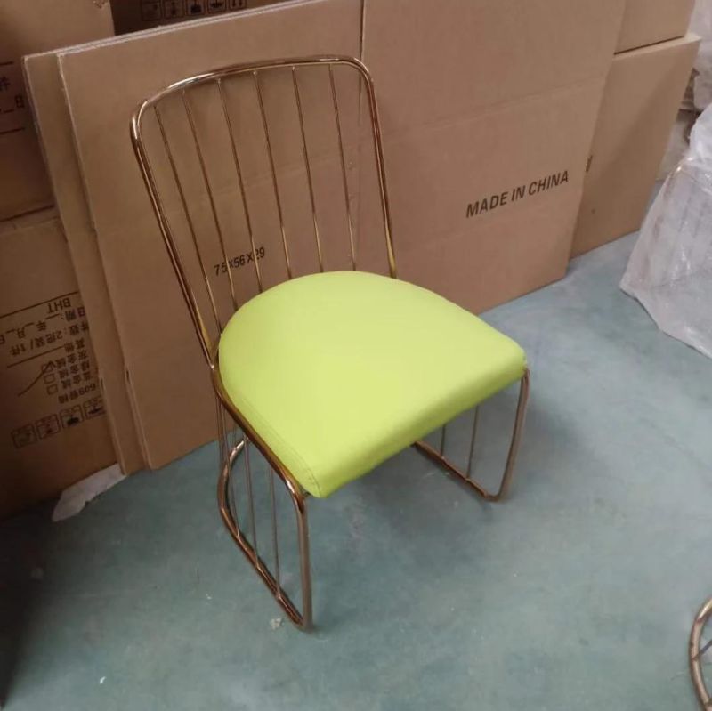 Living Room Fabric Strong Golden Metal Legs Upholstered Dining Chair for Restaurant