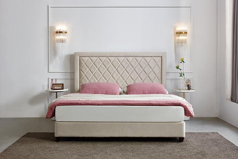 Modern Italian Brand Design Bedroom Furniture Fabric 1.5m 1.8m California King Size Bed Set Velvet Bed Frame Luxury Bed