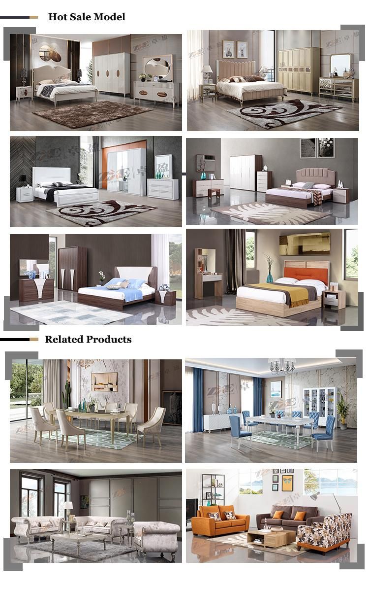 Modern Elegant Design Wooden Bedroom Set Fabric Bed