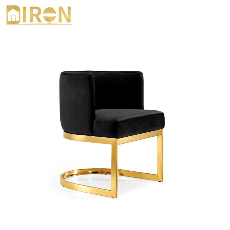 Hot Selling Stainless Steel Frame Modern Black Fabric Home Bedroom Furniture Dining Chair