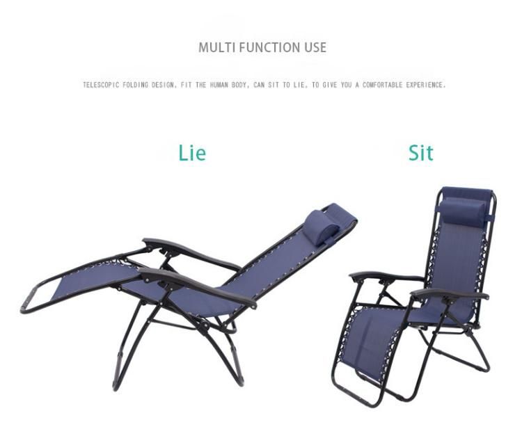Outdoor Recliner Adjustable Dining Reclining Camping Folding Zero Gravity Chairs with Pillow and Cup