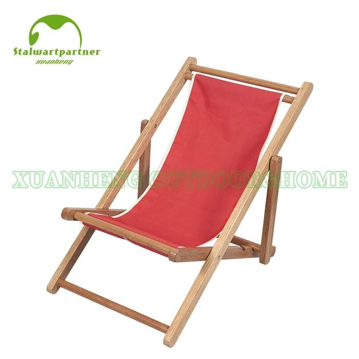 Canvas Sling Foldable Wooden Deck Chair