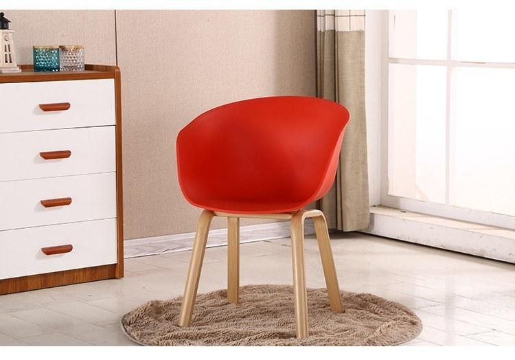 Italian Wooden Color Metal Leg Side Chair Backrest Plastic Dining Chair for Coffee Shop