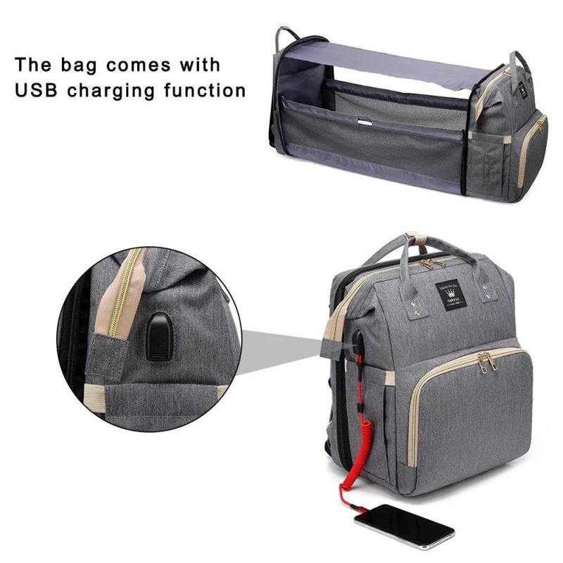 Multifunctional Portable Diaper Bag Folding Travel Large Backpack Baby Bed for Outdoor