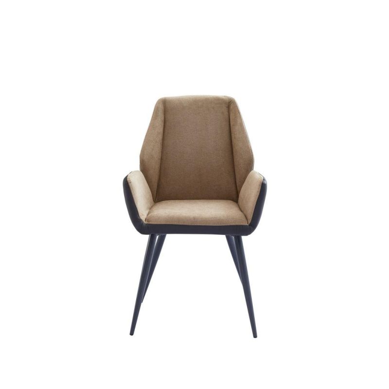 Modern Grey Fabric+PU Design Dining Chair with Dark Grey Four Legs