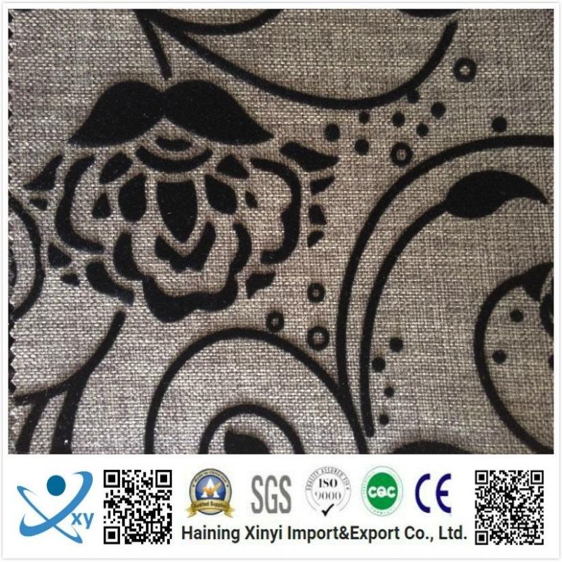 100% Polyester Material and Flocked Pattern Sofa Fabric