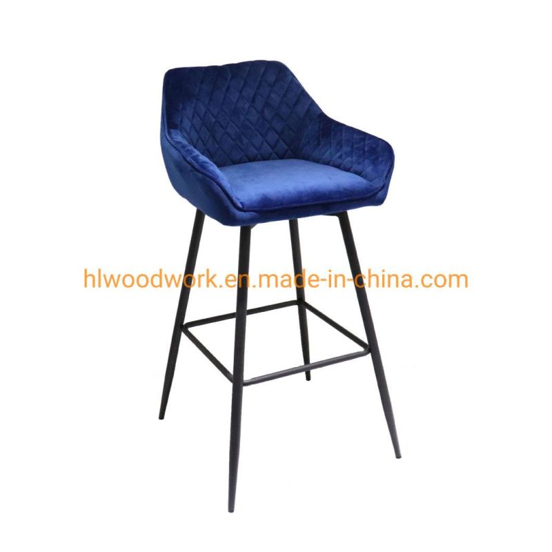 Luxury Diamond Type Back Design Coffee Dessert Shop Breakfast Kitchen Bar Stool Chair with Install Non-Slip Mute Foot