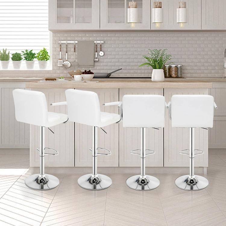 Modern Backrest Elegant Swivel Adjustable Height Faux PU Leather Club Kitchen Counter Bar Chair Stool