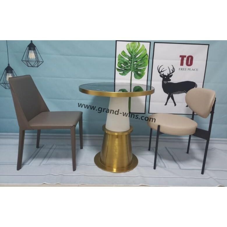 Stainless Steel Round Negotiation Marble Coffee Table for Home Hotel