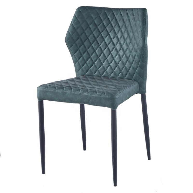 Amazon Design Dining Chair MID Century Furniture Interior Table Metal Frame PU Cover Diamond