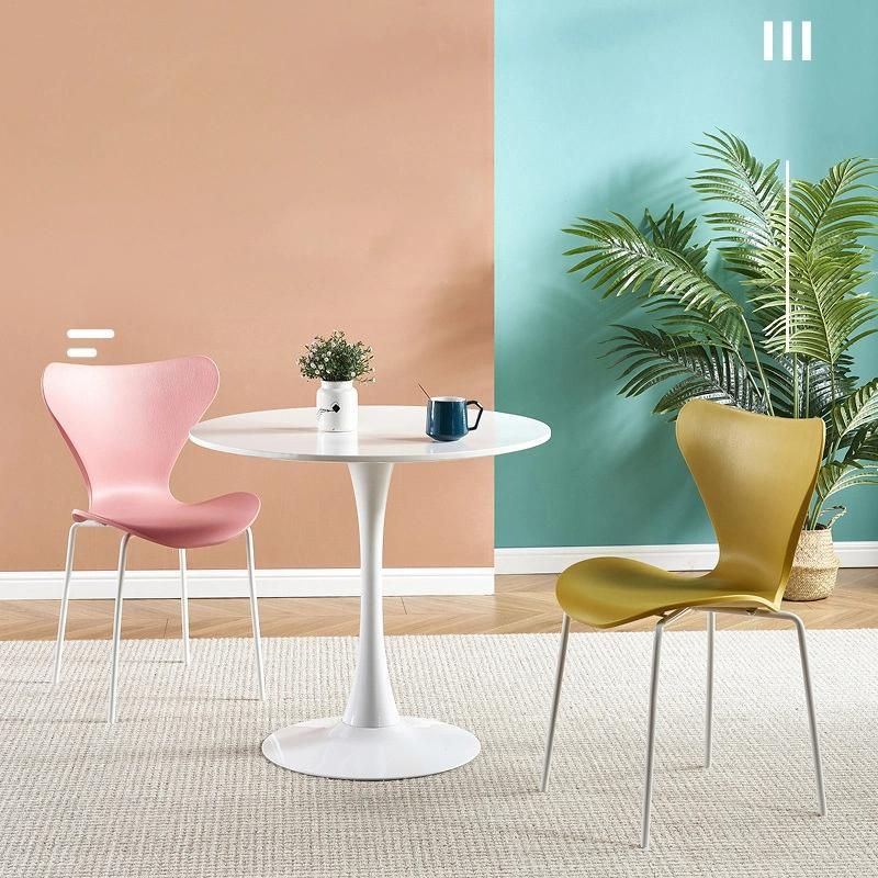 Modern Nordic Outdoor Furniture PP Plastic Chair Cheap PP Dining Chair with Chrome Plated Metal Legs