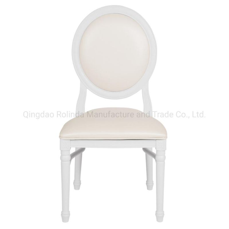 Low Price Restaurant Wood Furniture French Style Antique Table PU Leather Back Louis Xvi Dining Chair Wholesale