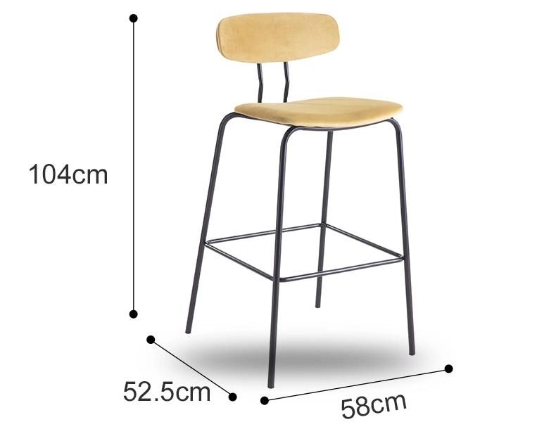 Hot Sale Barstool Comfortable Fabric Metal Legs Barstool Wholesale Modern Barstool