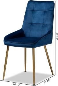 Modern Navy Blue Velvet Fabric Gold Frame Dining Chair
