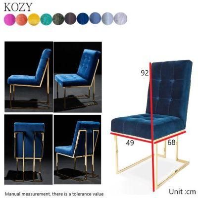 Dining Room Furniture Velvet Fabric Dining Chair with Golden Metal Leg