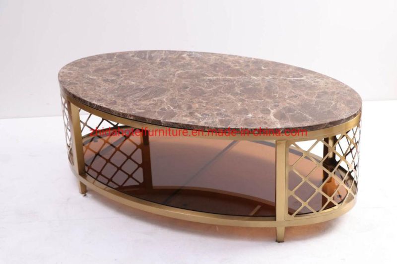 Living Room Coffee Shop Metal Marble Top Coffee Table White Coffee Table