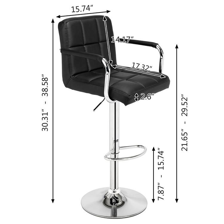 Modern Swivel PU Leather Adjustable Metal Coffee High Bar Chair